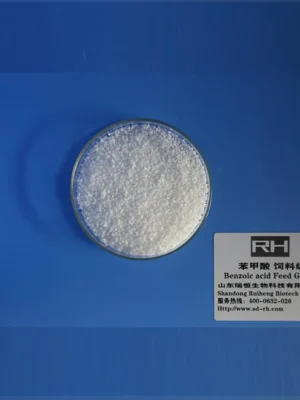 High purity Feed Grade Benzoic Acid used as growth promoter in animal nutrition.