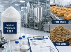 Calcium propionate E282 manufacturer supplying food grade and feed grade products